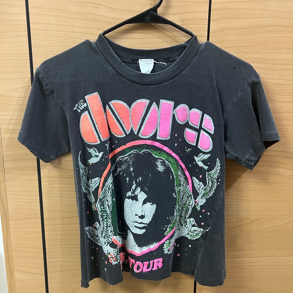 Madeworn Rock The Doors Black Cropped Short Sleeve Tee